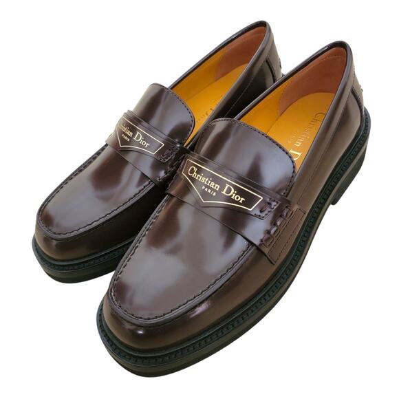 Dior Shoes - Christian Dior Boy Brown Brushed Calfskin Logo Loafers 36.5 6.5 - Authenticated